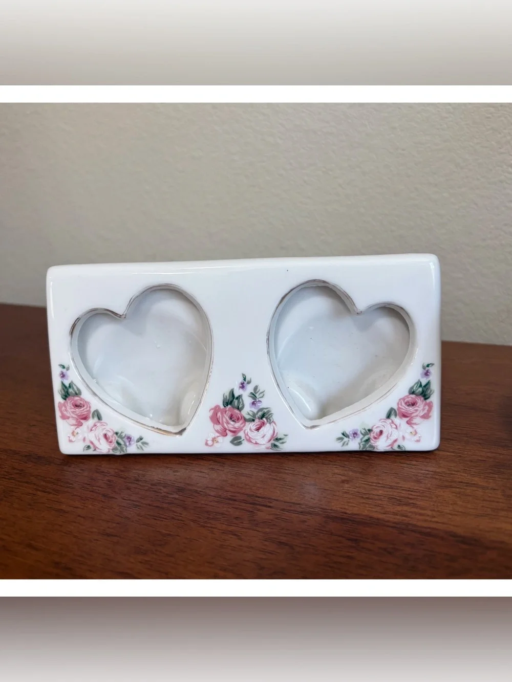 Vintage Ceramic Heart Mini Picture Frames Set Of 2